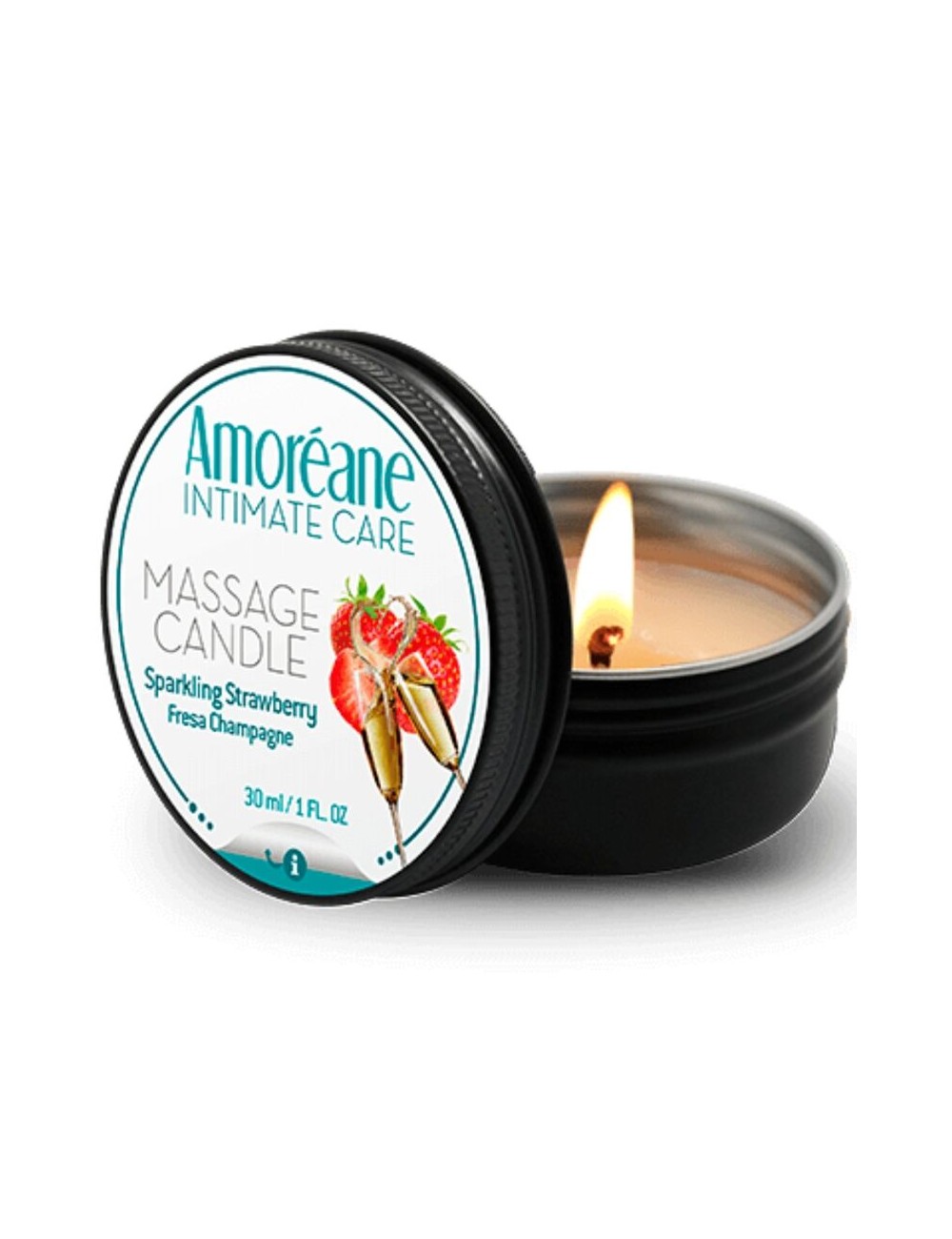 AMOREANE - VELA DE MASSAGEM MORANGO CHAMPAGNE 30 ML AMOREANE - VELA DE MASSAGEM MORANGO CHAMPAGNE 30 ML