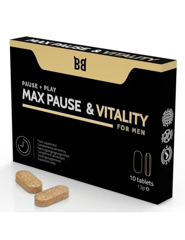 BLACK BULL - MAX PAUSE E RETARDANTE DE VITALIDADE PARA HOMENS 10 CÁPSULAS