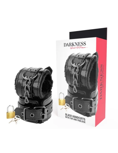 DARKNESS - ALGEMAS DE COURO AJUSTVEIS PRETAS COM CADEADO