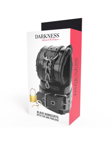 DARKNESS - ALGEMAS DE COURO AJUSTVEIS PRETAS COM CADEADO