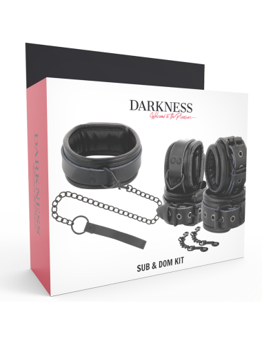 DARKNESS - ALGEMAS E COLAR DE COURO PRETO