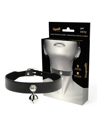 COQUETTE CHIC DESIRE - COLAR DE COURO VEGANO MULHER ACESSÓRIO DE CHOCALHO