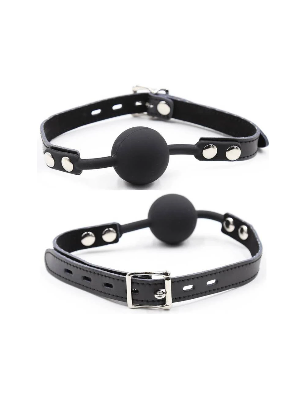 OHMAMA FETISH - GAG DE BOLA DE SILICONE COM CINTO DE COURO (CADEADO INCLUÍDO)