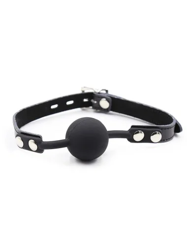 OHMAMA FETISH - GAG DE BOLA DE SILICONE COM CINTO DE COURO (CADEADO INCLUÍDO)
