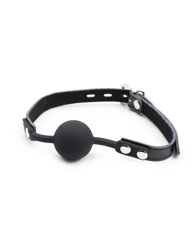 OHMAMA FETISH - GAG DE BOLA DE SILICONE COM CINTO DE COURO (CADEADO INCLUÍDO)