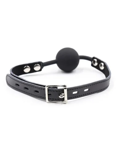 OHMAMA FETISH - GAG DE BOLA DE SILICONE COM CINTO DE COURO (CADEADO INCLUÍDO)