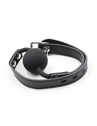 OHMAMA FETISH - GAG DE BOLA DE SILICONE COM CINTO DE COURO (CADEADO INCLUÍDO)