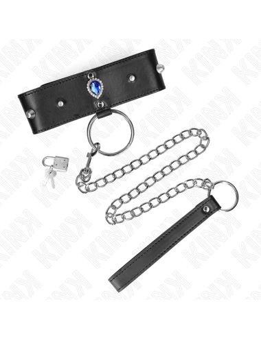 KINK - COLAR 65 CM COM ALÇA COM DIAMANTES AZUIS AJUSTÁVEL 36-43 CM X 5 CM