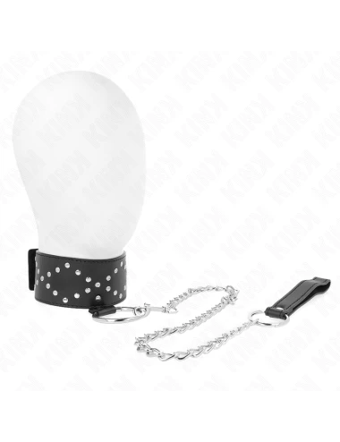 KINK - COLAR 65 CM COM TRELA COM PREGOS PRATA MODELO 3 AJUSTÁVEL 36-43 CM X 5 CM