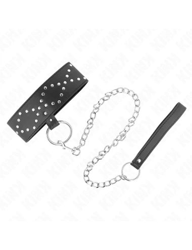 KINK - COLAR 65 CM COM TRELA COM PREGOS PRATA MODELO 3 AJUSTÁVEL 36-43 CM X 5 CM