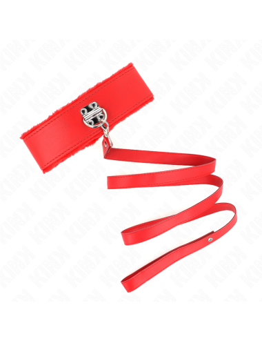 KINK - COLAR COM TRELA 116 CM COM PREGOS PRATA MODELO 4 VERMELHO AJUSTÁVEL 40-48 CM X 6 CM