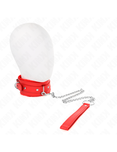KINK - COLAR COM TRELA 65 CM COM RESTRIÇÕES VERMELHO 36-42 CM X 5