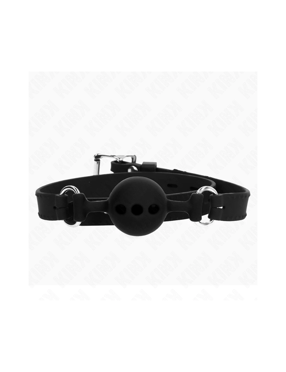 KINK - MORDAÇA COMPLETA DE SILICONE 55 x 2 CM COM BOLA DE 4 CM TAMANHO S PRETO AJUSTÁVEL 35-51 CM