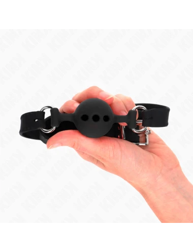 KINK - MORDAÇA COMPLETA DE SILICONE 55 x 2 CM COM BOLA DE 4 CM TAMANHO S PRETO AJUSTÁVEL 35-51 CM