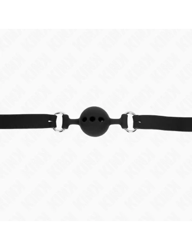 KINK - MORDAÇA COMPLETA DE SILICONE 55 x 2 CM COM BOLA DE 4 CM TAMANHO S PRETO AJUSTÁVEL 35-51 CM