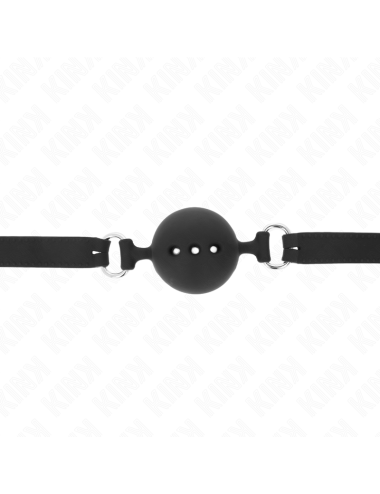 KINK - MORDAÇA COMPLETA DE SILICONE 55 x 2 CM COM BOLA DE 4,5 CM TAMANHO M PRETO AJUSTÁVEL 35-51 CM