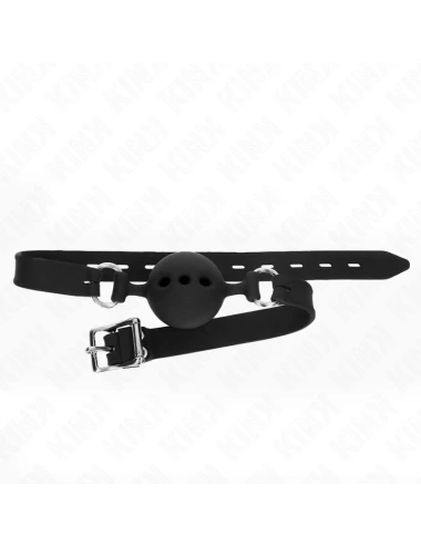 KINK - MORDAÇA COMPLETA DE SILICONE 55 x 2 CM COM BOLA DE 5 CM TAMANHO L PRETO AJUSTÁVEL 35-51 CM