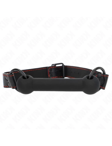 KINK - MORDAÇA DE OSSO COM ALÇA DE COURO PRETA AJUSTÁVEL 41-57 CM