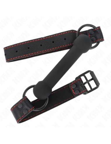 KINK - MORDAÇA DE OSSO COM ALÇA DE COURO PRETA AJUSTÁVEL 41-57 CM