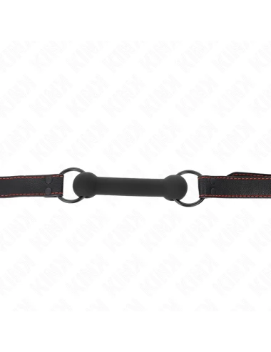 KINK - MORDAÇA DE OSSO COM ALÇA DE COURO PRETA AJUSTÁVEL 41-57 CM