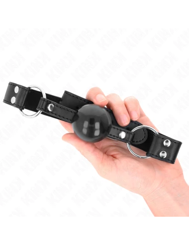 KINK - BOLA MACIA E SÓLIDA MORDAÇA DE 4 CM COM ALÇA DE COURO 62 x 2,5 CM AJUSTÁVEL 42-58 CM