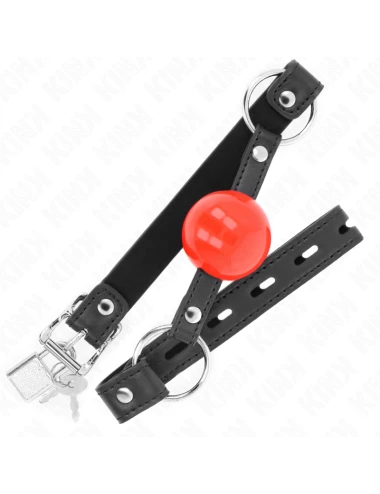 KINK - BOLA MORDAÇA 4 CM COM FECHADURA BOLA VERMELHA ALÇA PRETA 60 x 2 CM