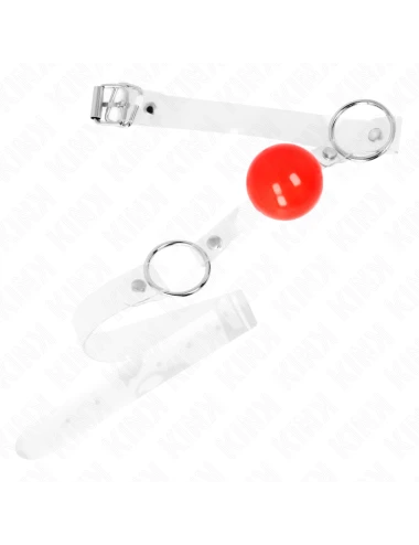 KINK - BOLA PVC TRANSPARENTE VERMELHA MORDAÇA 4 CM AJUSTÁVEL