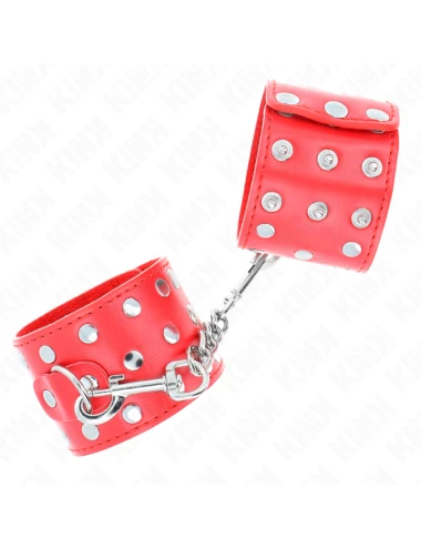 KINK - RETENÇÕES DE PULSO COM SNAP FASTEN COMPLETO DE REBITES VERMELHO AJUSTÁVEL 19-24 CM X 5