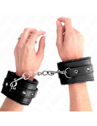 KINK - PULSO PREMIUM FORRO DE PELE PRETO COM CINTO PRETO AJUSTÁVEL 17-29 CM X 6 CM