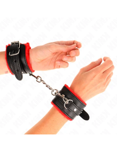 KINK - PULSO PREMIUM FORRO DE PELE VERMELHO COM CINTO PRETO AJUSTÁVEL 17-29 CM X 6 CM