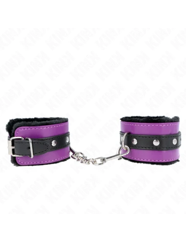 KINK - PULSO PREMIUM FORRO DE PELE PRETO COM CINTO ROXO / PRETO AJUSTÁVEL 17-29 CM X 6 CM