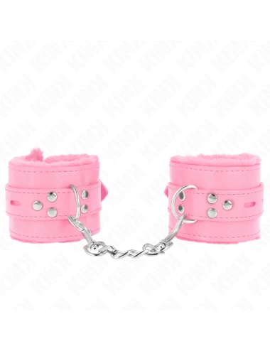KINK - PULSO FORRO DE PELE COM FUROS QUADRADOS ROSA E CINTO ROSA AJUSTÁVEL 17-29 CM X 6 CM