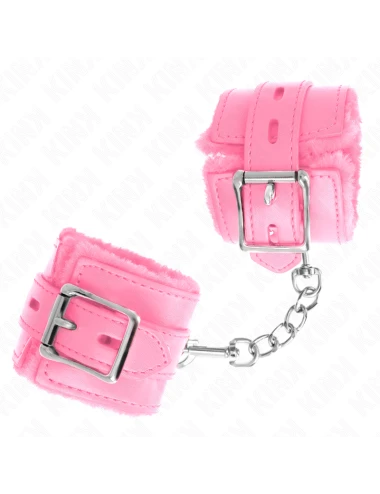 KINK - PULSO FORRO DE PELE COM FUROS QUADRADOS ROSA E CINTO ROSA AJUSTÁVEL 17-29 CM X 6 CM