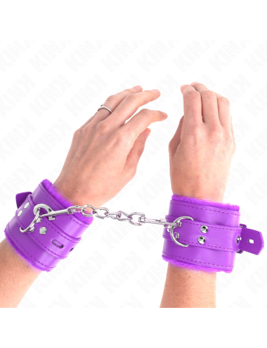 KINK - PULSO FORRO DE PELE COM FUROS QUADRADOS ROXO E CINTO ROXO AJUSTÁVEL 17-29 CM X 6 CM
