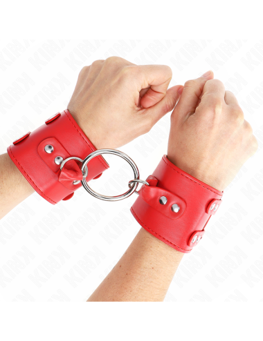 KINK - PULSO FIXO COM ANEL E PREGOS AJUSTÁVEIS VERMELHO 17-22 CM X 6,5 CM