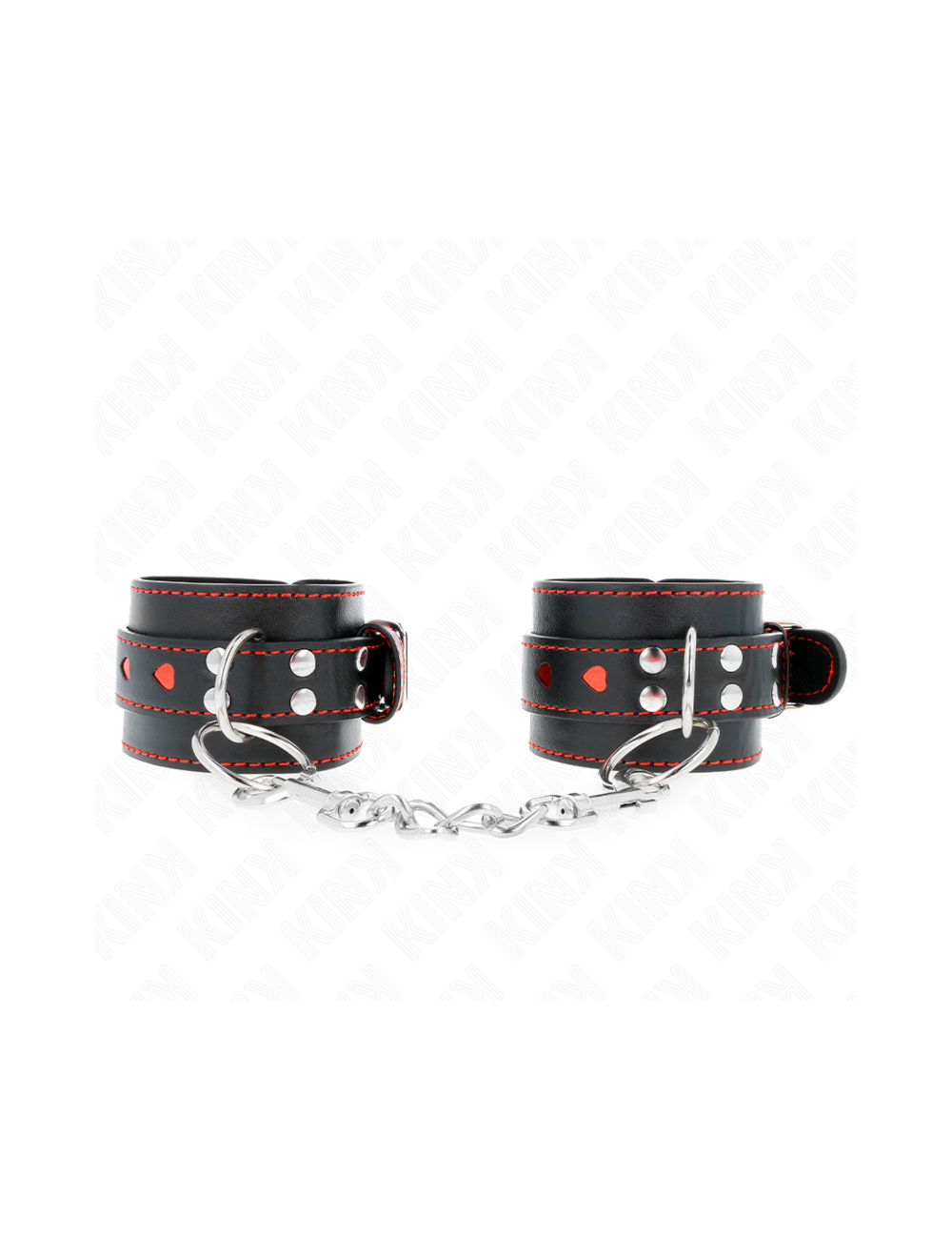 KINK - PULSO PRETO COM INSERÇÃO DE CORAÇÃO VERMELHO AJUSTÁVEL 21-28 CM X 5