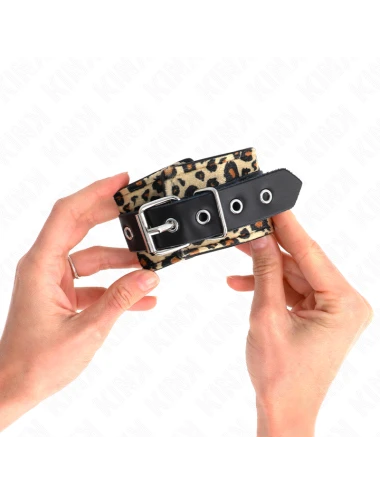 KINK - RETENÇÃO DE PULSO DE COURO REAL LEOPARDO AJUSTÁVEL 18-29 CM X 5