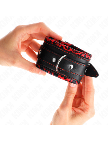 KINK - PULSO FORRO DE PELE VERMELHO / PRETO AJUSTÁVEL 17-29 CM X 6 CM