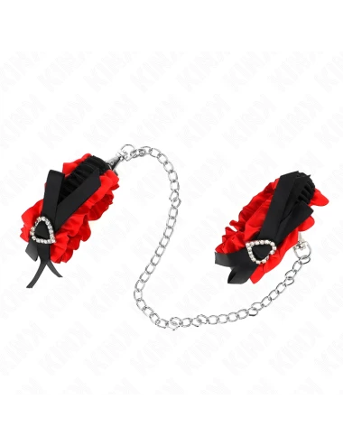 KINK - RETENÇÕES DE PUNHO ELÁSTICAS DE RENDA DETALHES DE CORAÇÃO VERMELHO AJUSTÁVEIS 22-35 CM