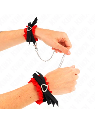 KINK - RETENÇÕES DE PUNHO ELÁSTICAS DE RENDA DETALHES DE CORAÇÃO VERMELHO AJUSTÁVEIS 22-35 CM