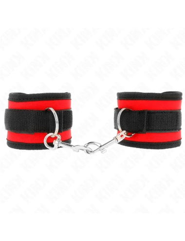 KINK - RETENÇÕES DE PULSO NYLON BIND HOOK&LOOP VERMELHO-PRETO MODELO 2 AJUSTÁVEL 18-35 CM X 6 CM