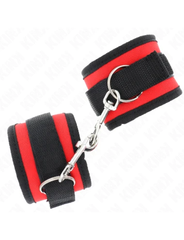 KINK - RETENÇÕES DE PULSO NYLON BIND HOOK&LOOP VERMELHO-PRETO MODELO 2 AJUSTÁVEL 18-35 CM X 6 CM