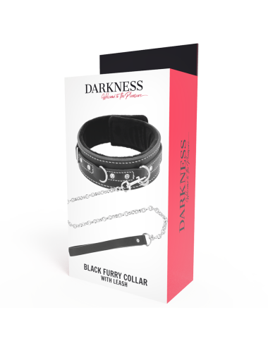 DARKNESS - COLAR DE COURO DE ALTA QUALIDADE COM TRELA