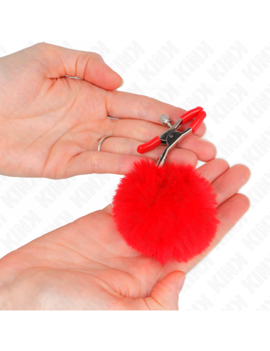 KINK - GRAMPO DE BOLA DE PELE FALSA VERMELHO 6 CM