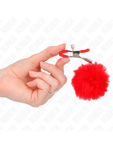 KINK - GRAMPO DE BOLA DE PELE FALSA VERMELHO 6 CM