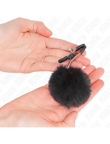KINK - GRAMPO DE BOLA DE PELE FALSA PRETO 6 CM