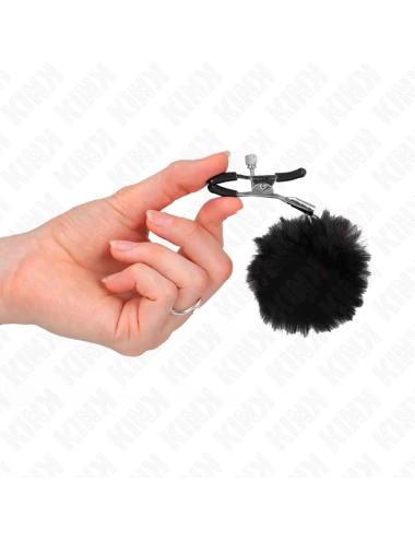 KINK - GRAMPO DE BOLA DE PELE FALSA PRETO 6 CM