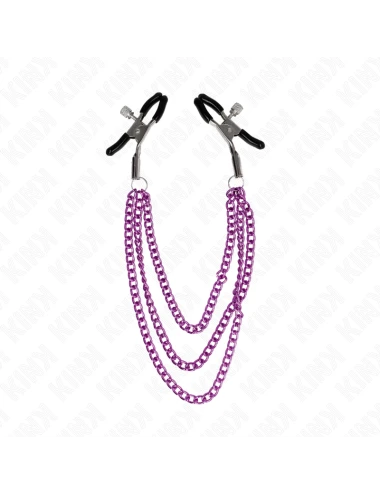 KINK - PINÇAS PARA BICOS COM 3 CORRENTES ROXO 20/23/28 CM