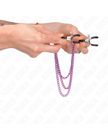 KINK - PINÇAS PARA BICOS COM 3 CORRENTES ROXO 20/23/28 CM