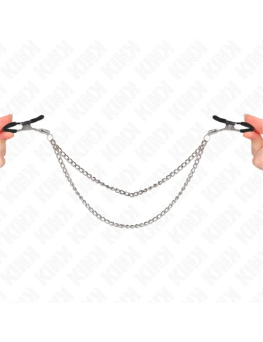 KINK - PINÇAS PARA BICOS COM 2 CORRENTES GROSSAS PRATA 20/23 CM